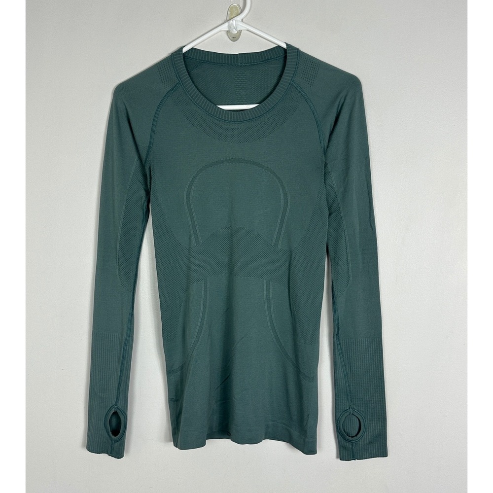 Lululemon Womens Top Sz 4 Swiftly Tech Long Sleeve 2.0 Tidewater Teal Activewear